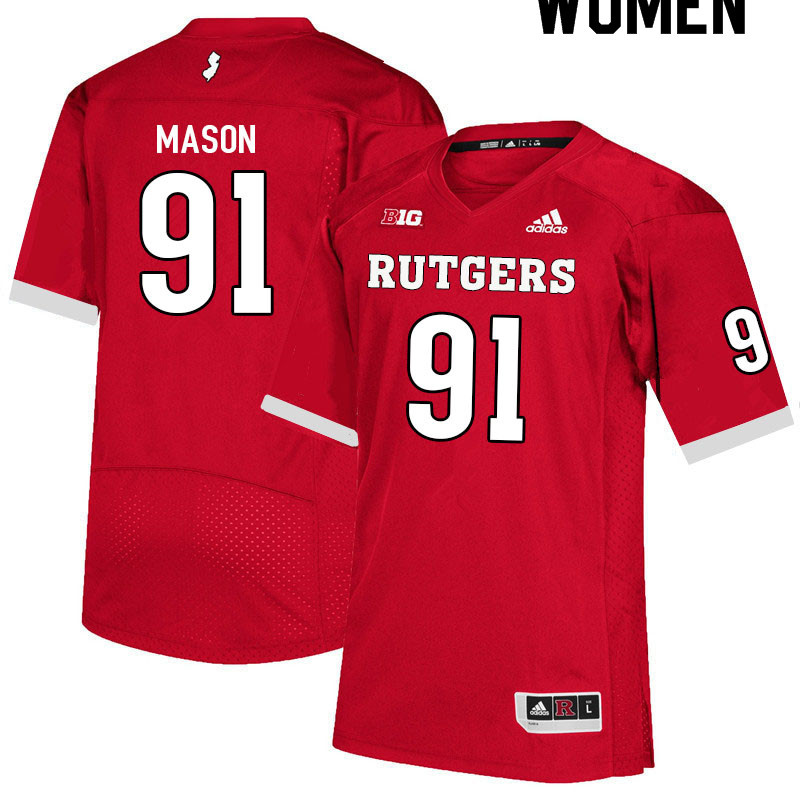 Women #91 Tijaun Mason Rutgers Scarlet Knights College Football Jerseys Sale-Scarlet